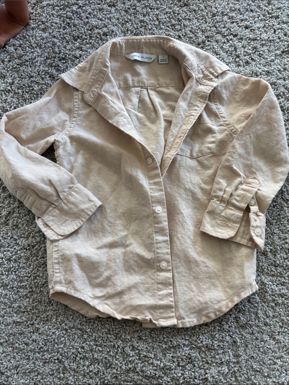 Janie and Jack Light Beige Button-Down Shirt